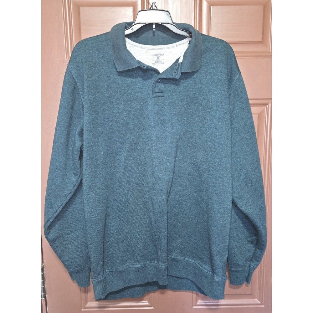 James Pringle Collection Polo Sweater Long Sleeve Men's XL Green Cotton Blend
